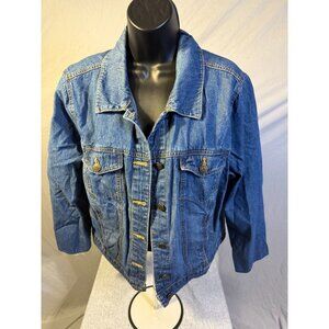 Faded Glory Basic Jean Jacket Denim Womens Plus Size 2X 18W 20W Blue Classic